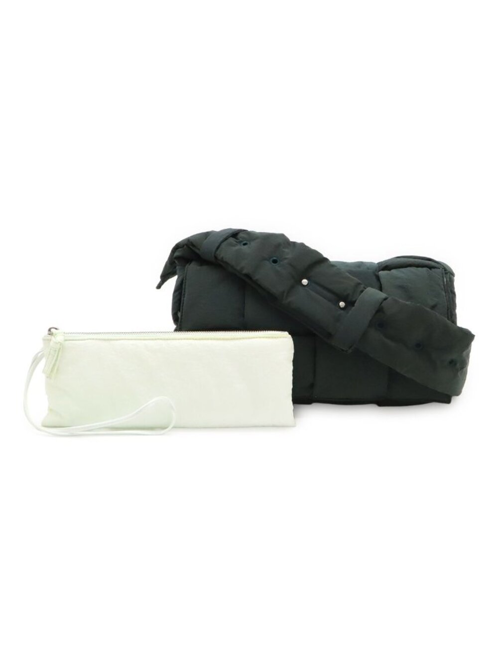 Bottega Veneta Maxi Intrecciato Padded Tech Cassette Shoulder Bag Nylon Dark